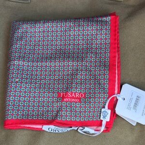 Fusaro Antonio Red Patterned Pocket Square